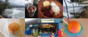 The top end photos are views from Daylight Mind Coffee Company. The top middle photos are Basik Cafe and Umeke. From left to right, the bottom photos are Holy Donuts and Scandinavian Shave Ice.