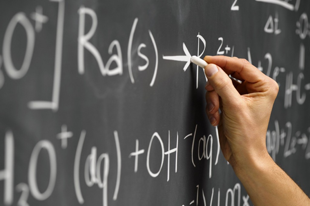 Math questions written on a chalkboard-1593664